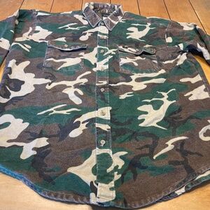 Codet Chamois Vintage Camo Flannel Button Shirt Size XL Made in USA